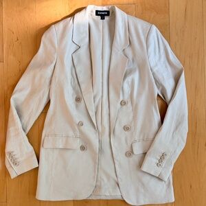 Express~Cream Linen Blend Double Breasted Blazer~XS